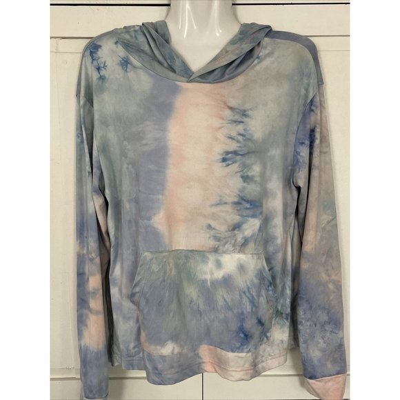 Wallflower Tops - WallFlower Hoodie Top tie-dye Large Stretchy Blue Purple Pink Lightweight